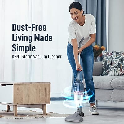 KENT Storm Vacuum Cleaner 600W  Cyclone5 Technology and HEPA Filter  Bagless Design Ideal for Floors, Curtains, Carpets, Sofa Grey