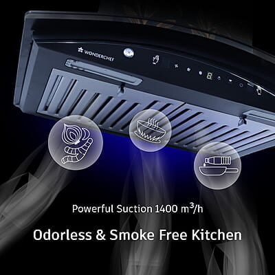 Wonderchef Ruby Curve Flora 60 cm Auto Clean Wall Mounted Chimney (Black 1200 CMH) Wonderchef Ruby Curve Flora 60 cm Auto Clean Wall Mounted Chimney (Black 1200 CMH)