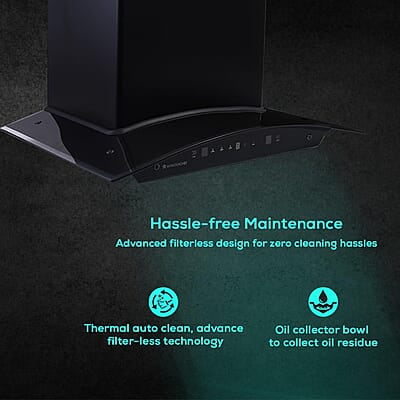 Wonderchef Ultima C-Line 60cm 1400 m3/hr Auto Clean Curved Glass Chimney 1400M3/Hr powerful suction