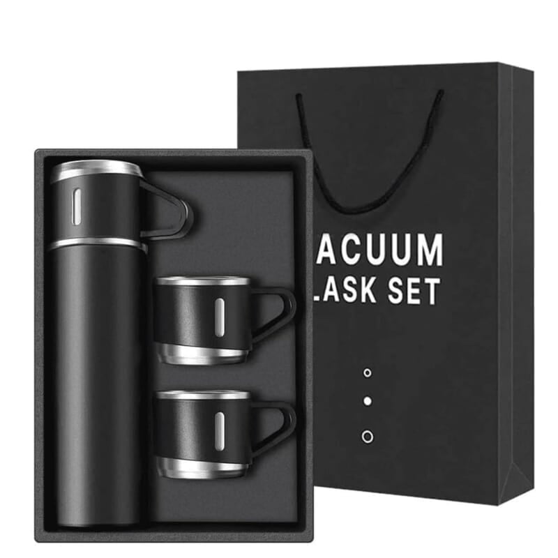 Vacuum Flask Gift Set with 3 Cup | Double Wall | Hot & Cold For Hours | 500 ML Vacuum Flask Gift Set with 3 Cup | Double Wall | Hot & Cold For Hours | 500 ML