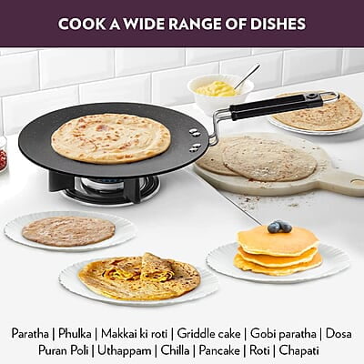 Borosil Granito Non-Stick Dosa Tawa, Induction Friendly, Granite Finish, PFOA-Free, 31 cm Diameter, Black