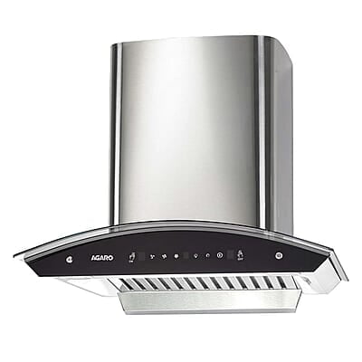AGARO Elite Kitchen Chimney 60 cm 1200 m3/hr Auto-Clean curved glass Kitchen Hood