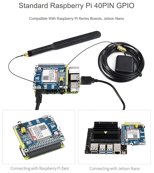 SIM7600A-H 4G HAT for Raspberry Pi, LTE Cat-4 4G / 3G, GNSS, for North America