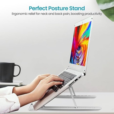Portronics My Buddy K Lite Foldable Laptop Stand with Adjustable Heights, Anti-Slip Silicone Pads, Collapsible Design, 5 kg Max Weight, ABS Build, Portable & Lightweight Holder Riser (White) Portronics My Buddy K Lite Foldable Laptop Stand with Adjustable Heights, Anti-Slip Silicone Pads, Collapsible Design, 5 kg Max Weight, ABS Build, Portable & Lightweight Holder Riser (White)