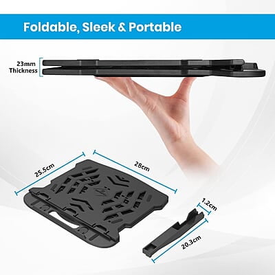 Portronics My Buddy Hexa 22 Laptop Stand with 360° Rotation Base, Mobile Stand, 7 Adjustable Heights, Air Ventilation, Portable & Foldable Design