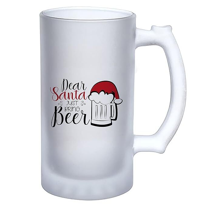Sublimation Printed Froaster Beer Mug with Frosted Beer Glass, Double Walled Frosty Mug of Christmas Theme - Dear Santa Sublimation Printed Froaster Beer Mug with Frosted Beer Glass, Double Walled Frosty Mug of Christmas Theme - Dear Santa