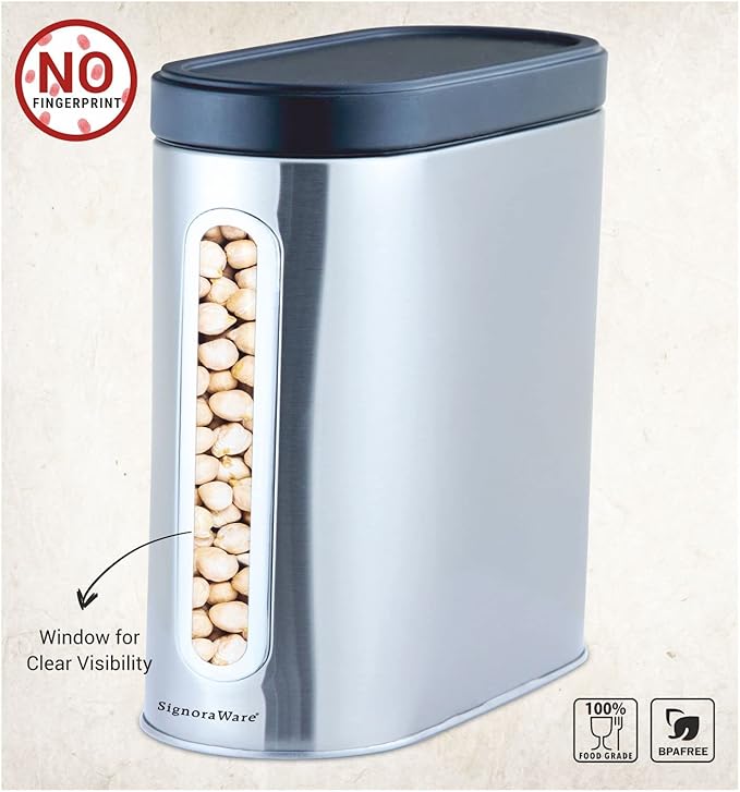 "Signora Ware Modular Steel Container  ( Window Oval Matte ) 2300 ML
