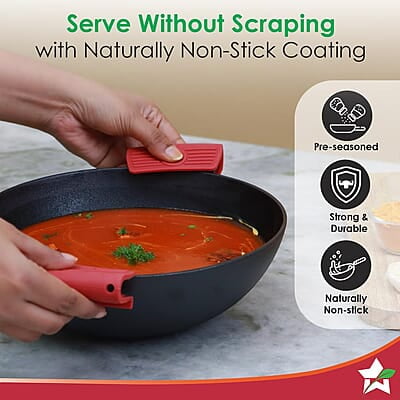 Wonderchef Forza Pre-Seasoned Cast-Iron Kadhai 3.35L, 3.8mm Wonderchef Forza Pre-Seasoned Cast-Iron Kadhai 3.35L, 3.8mm