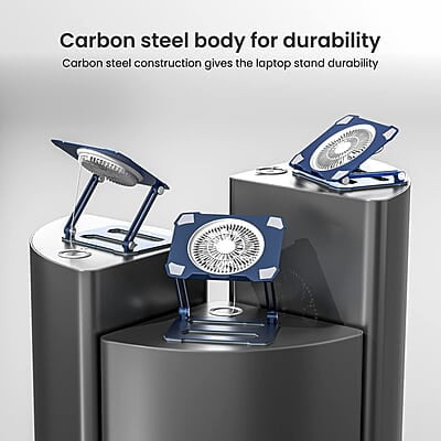 Portronics My Buddy K10 Portable Laptop Stand with Multiple Height Adjustable Angles, Fan-Based Ventilated Bottom