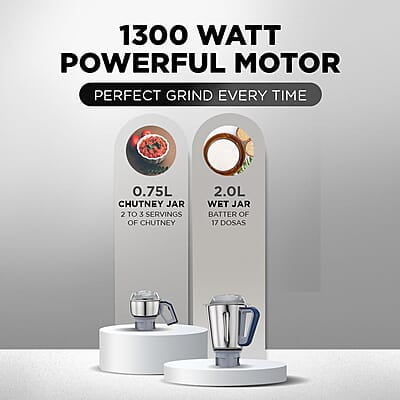 Preethi Xpro Duo MG-198 1300 W Commercial Mixer Grinder with 2 Jars ( 0.75L Chutney Jar + 2L Wet Grinding, Stainless steel) Preethi Xpro Duo MG-198 1300 W Commercial Mixer Grinder with 2 Jars ( 0.75L Chutney Jar + 2L Wet Grinding, Stainless steel)