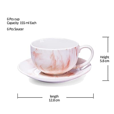 Treo by Milton Marble Cup and Saucer Set of 12, Marble Brown