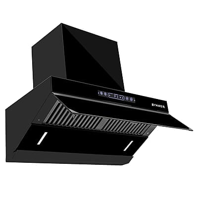 Faber 90cm 1500m³/hr Autoclean Kitchen Chimney Digital Display Filterless Slant Body T-Shape Panel Touch+Gesture