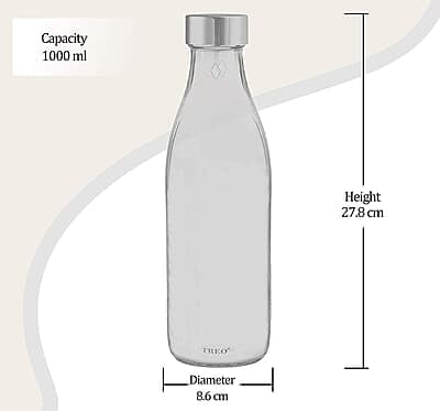 Treo by Milton Ivory Premium Glass Printed Bottle 1000 ml, 1 Pc
