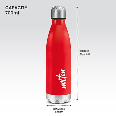 MILTON Shine 800 Stainless Steel Water Bottle, 700 ml Single walled  Leak Proof