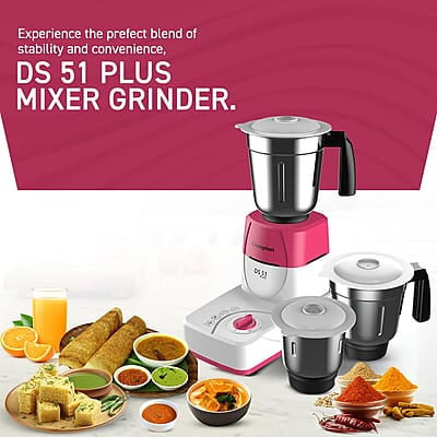 Crompton DS51 Plus Mixer Grinder with Powertron Motor & Motor Vent-X Technology