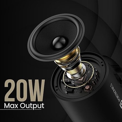Portronics Soundpot 20W Wireless Bluetooth Portable Speaker with 360° immersive Sound, Upto 6 Hours Playtime, in Built Mic, TWS Mode, Easy Control, Strong Lanyard, Type C Fast Charging(Black) Portronics Soundpot 20W Wireless Bluetooth Portable Speaker with 360° immersive Sound, Upto 6 Hours Playtime, in Built Mic, TWS Mode, Easy Control, Strong Lanyard, Type C Fast Charging(Black)