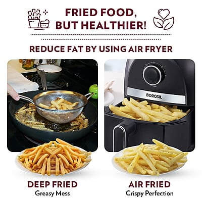 Borosil Best Air Fryer, Air Fryer for Home, Timer Selection, Adjustable Temp Control, 2.8 L Capacity
