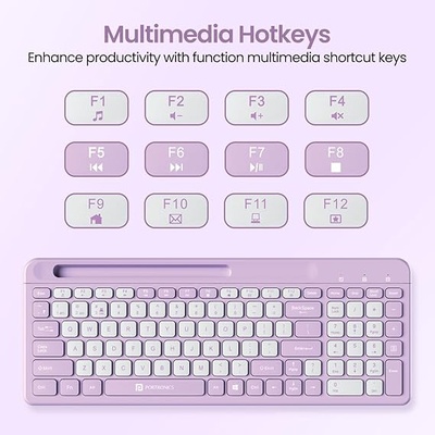 Portronics Bubble Square Wireless Keyboard with Bluetooth + 2.4 GHz USB Receiver (Dual Connectivity), Pair 3 Devices Max, Multimedia Hotkeys, for Laptop, PC, Smartphone, Tablet Portronics Bubble Square Wireless Keyboard with Bluetooth + 2.4 GHz USB Receiver (Dual Connectivity), Pair 3 Devices Max, Multimedia Hotkeys, for Laptop, PC, Smartphone, Tablet