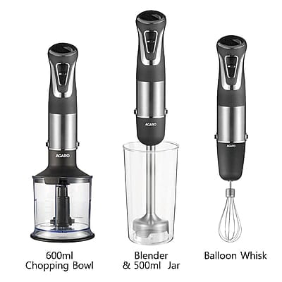 AGARO Marvel 800 Watts Hand Blender With Chopper, Jar & Whisker, 2 Variable Speed Modes & Speed Regulator