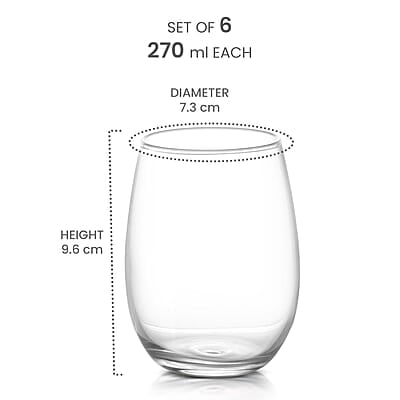 Treo by Milton Sphero Juice Tumbler, 6 Pieces Set, 270 ml Each, Transparent