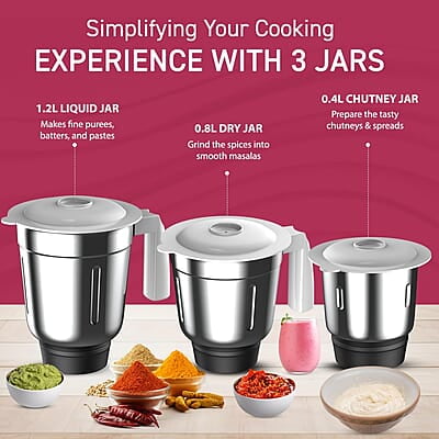 Crompton DS51 Plus Mixer Grinder with Powertron Motor & Motor Vent-X Technology