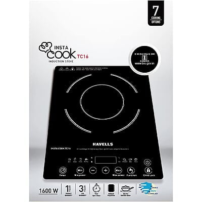 Havells Insta Cook Tc 16 Energy Efficent Induction (Black), 1600Watt, with 7 Cooking Option