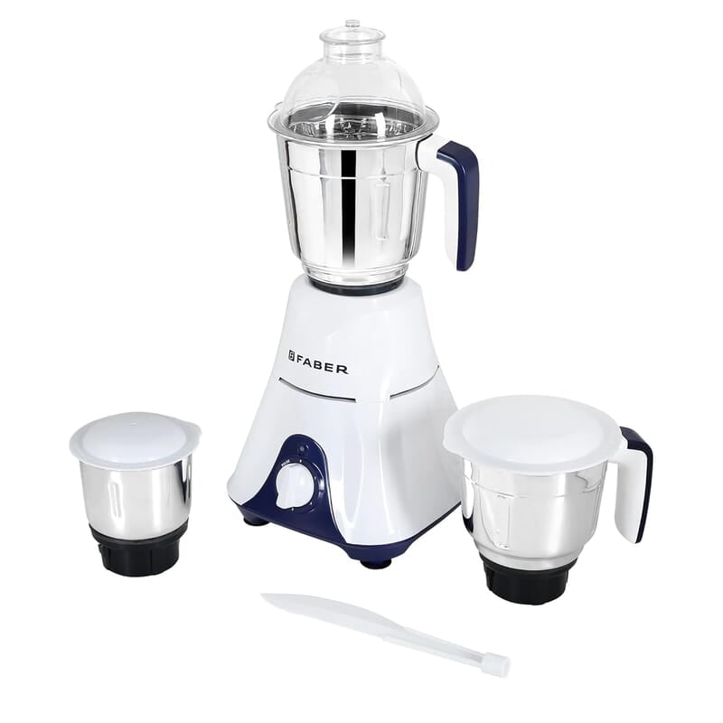 Faber Primo 550W Blender Mixer Grinder, 3 SS clip lock jars and blades copper motor, up to 18000 rpm speed