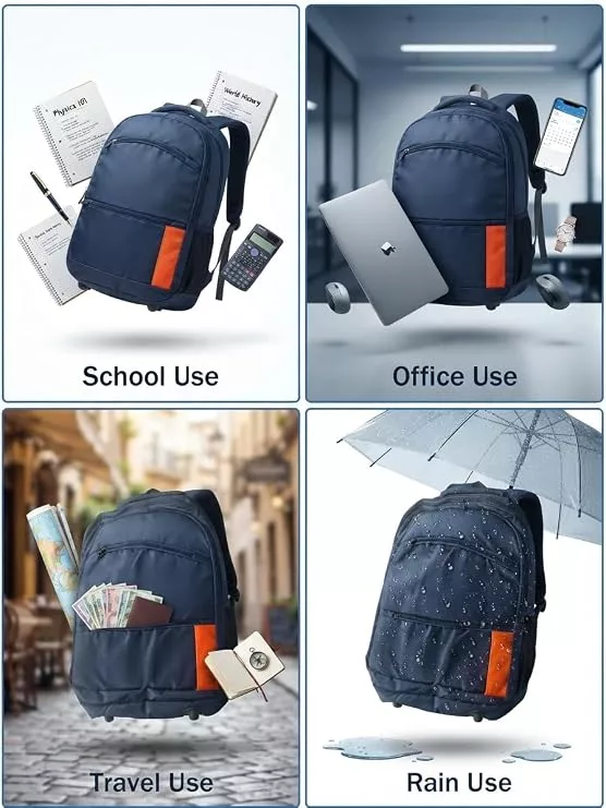 Navy Blue Laptop Backpack with Ergonomic Padding, Waterproof