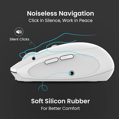 Portronics Toad III Wireless Mouse with Bluetooth & 2.4 GHz Dual Connectivity, Rechargeable, 6 Buttons, Adjustable DPI, Silicon Grip & Ergonomic Design for PC, Laptop, Mac (White) Portronics Toad III Wireless Mouse with Bluetooth & 2.4 GHz Dual Connectivity, Rechargeable, 6 Buttons, Adjustable DPI, Silicon Grip & Ergonomic Design for PC, Laptop, Mac (White)