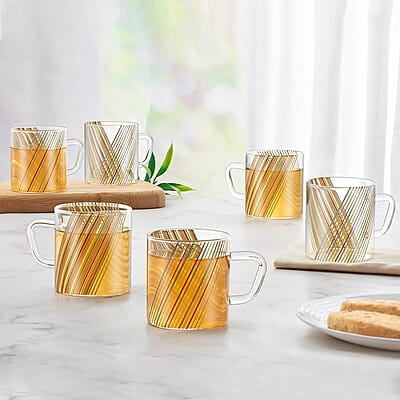 Borosil Vision Prism Tea n Coffee Classic Mug Set of 6 Pcs 210 ml | Borosillicate Glass, Microwave Safe, Scratch Resistance, Lightweight | for Chai, Green Tea, Milk Borosil Vision Prism Tea n Coffee Classic Mug Set of 6 Pcs 210 ml | Borosillicate Glass, Microwave Safe, Scratch Resistance, Lightweight | for Chai, Green Tea, Milk