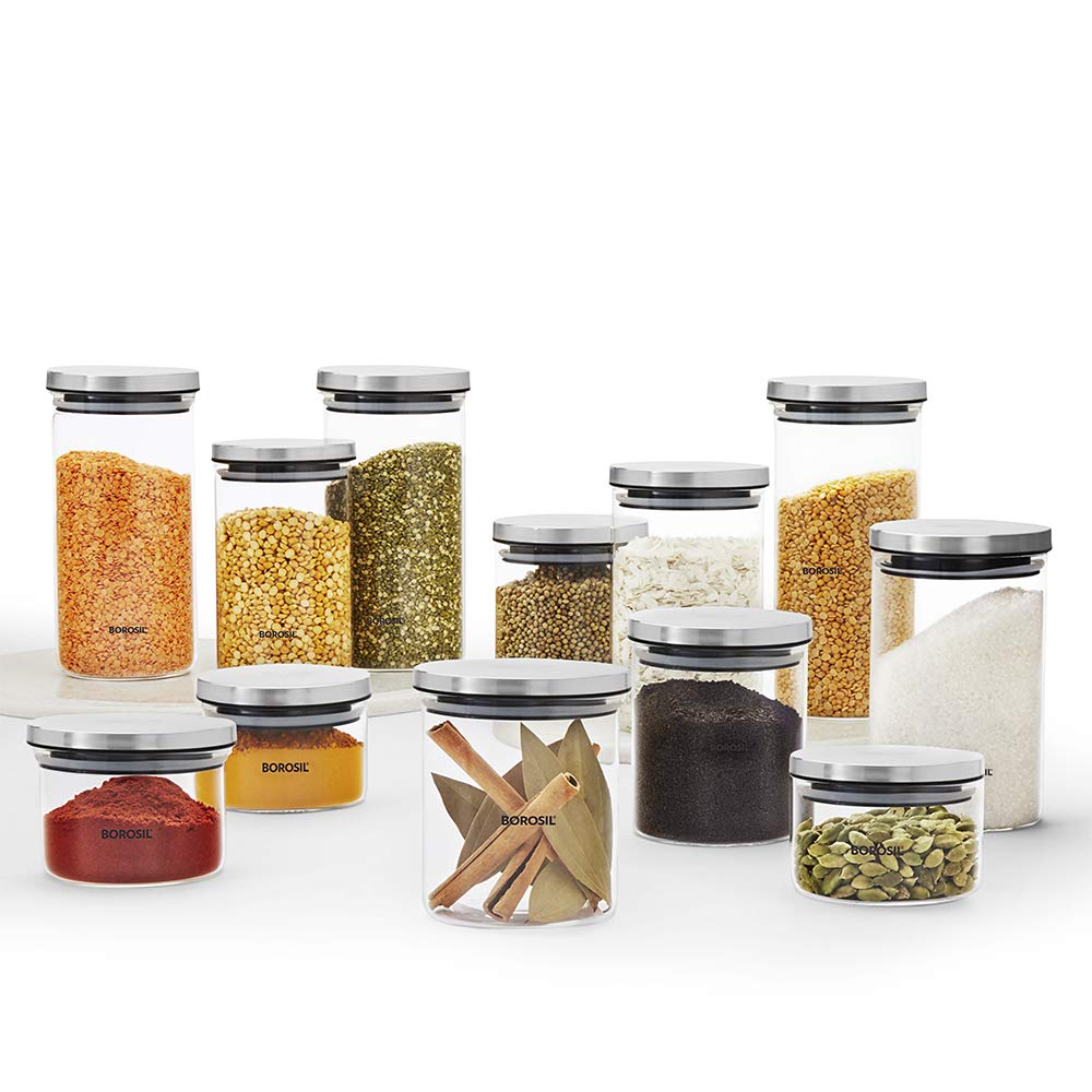 BOROSIL RECTANGULAR DISH WITH GREEN LID- 1L