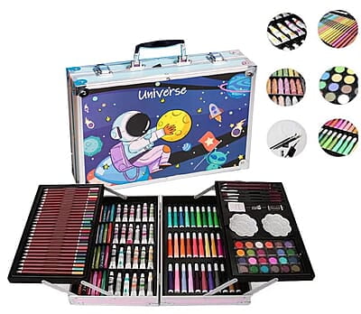 Space Art & Craft Painting Box, Big Coloring Suitcase Multiple 145 Color Kit, Professional Drawing Water Color Pencils, Oil Pastel, Sketches & Acrylic Paint Brush Birthday Gift for Boys Space Art & Craft Painting Box, Big Coloring Suitcase Multiple 145 Color Kit, Professional Drawing Water Color Pencils, Oil Pastel, Sketches & Acrylic Paint Brush Birthday Gift for Boys