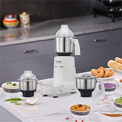 Preethi Chef Pro, MG-128, 750 Watt, 3 Jars, 5 year motor warranty, 2 years product guarantee