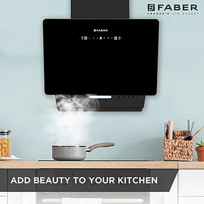 Faber 60cm 1200 m³/hr Vertical Wall Mounted Chimney Filterless Two Way Suction Auto Clean