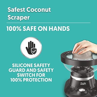 Preethi Cocosta Kp001 Coconut Scraper&Citrus Juicer,100% Safe Dual Protection Scraper