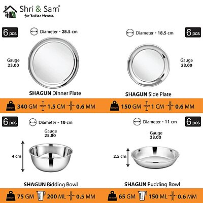 Shri & Sam Stainless Steel Shagun Dinner Set