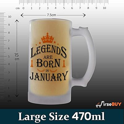Sublimation Printed Froster Beer Mug With Glass Funny Legends are Born in January Beer Mug for Men (Frost Glass, 470 ml) Sublimation Printed Froster Beer Mug With Glass Funny Legends are Born in January Beer Mug for Men (Frost Glass, 470 ml)