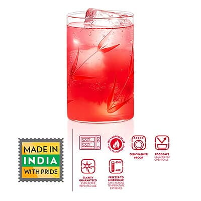 Borosil 295 ml Set of 6 pcs Bouquet Vision Transparent Drinking Glass | Borosilicate Glass Tumblers for Water, Cold Drinks, Juice| Flame Proof, Microwave & Dishwasher Safe | for Daily use & Gifting