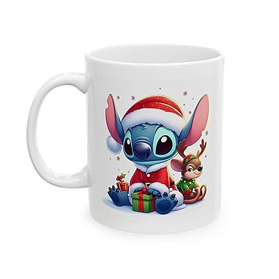 Stitch Christmas Customized Design Coffee Mug (Ceramic Mug 350ml), for Gifting and Present Stitch Christmas Customized Design Coffee Mug (Ceramic Mug 350ml), for Gifting and Present