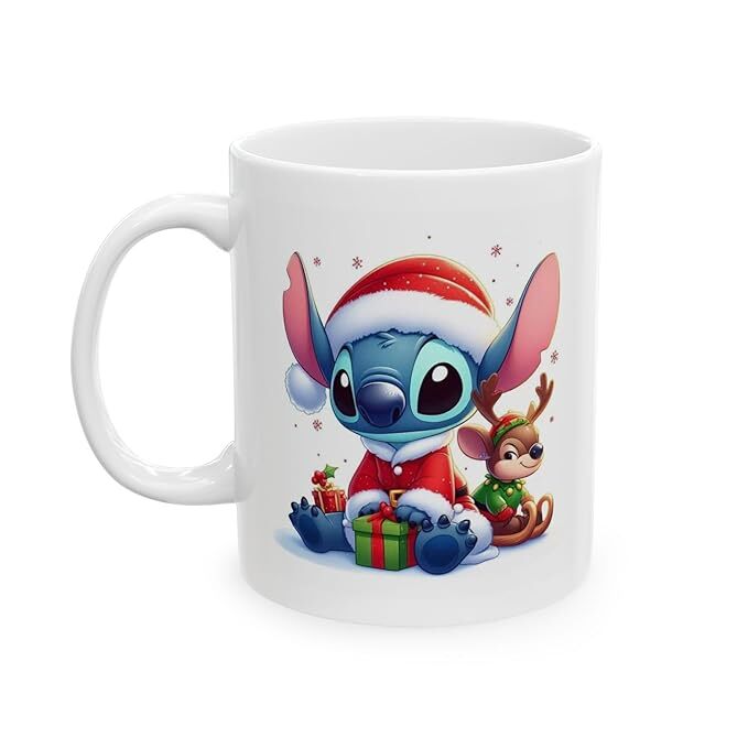Stitch Christmas Customized Design Coffee Mug (Ceramic Mug 350ml), for Gifting and Present Stitch Christmas Customized Design Coffee Mug (Ceramic Mug 350ml), for Gifting and Present
