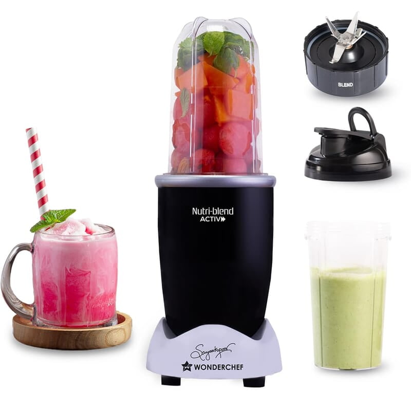 Wonderchef Nutri-blend Activ Mixer Grinder Blender, Smoothie Maker, 500W 22000 RPM 100% Full Copper Motor, 2 Unbreakable Jars
