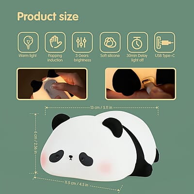 Panda Night Light, LED Squishy Cute Lamp, Night Light for Kids, Silicone Panda Light, Dimmable Girls Baby Bedroom Nightlight, Rechargeable Touch Lamp Panda Night Light, LED Squishy Cute Lamp, Night Light for Kids, Silicone Panda Light, Dimmable Girls Baby Bedroom Nightlight, Rechargeable Touch Lamp