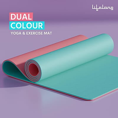 Lifelong Dual Color TPE Material Yoga Mat for Women & Men 6mm Anti-Slip Yoga Mat for Gym Workout Exercise Mat Lifelong Dual Color TPE Material Yoga Mat for Women & Men 6mm Anti-Slip Yoga Mat for Gym Workout Exercise Mat