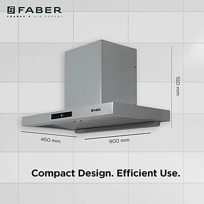 Faber 90cm 1150 m³/hr Autoclean T-Shape Kitchen Chimney Matt Grey Finish