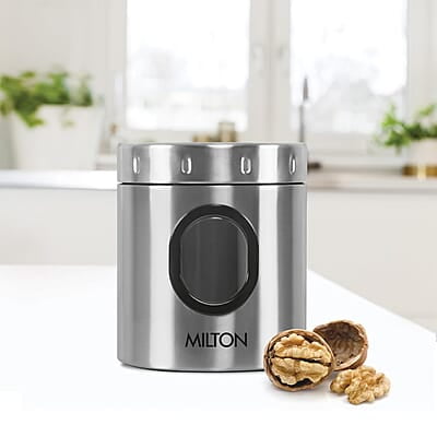 MILTON Steel Crispy 350 Storage Jar, 400 ml Light Weight Odour Proof  Dishwasher Safe