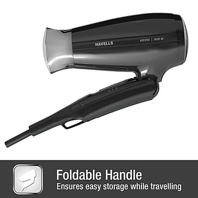 Havells 1600W Unisex Foldable Hair Dryer 2 Heat Settings With Cool Shot (Hot/Warm) Effortless Hair Styling