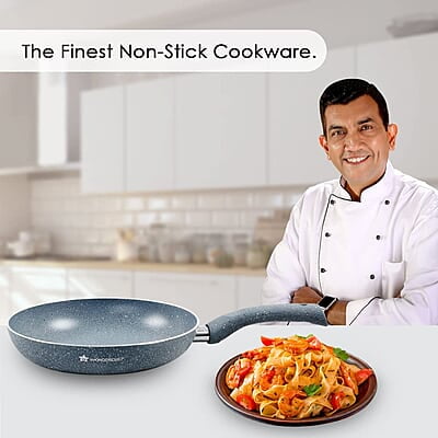 Wonderchef Granite 24 cm Non-Stick Fry Pan 1.8 L Grey 5 Layer PFOA Free Non-Stick Coating