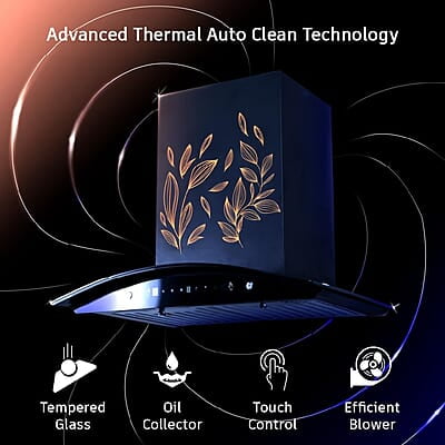 Wonderchef Ruby Curve Flora 60 cm Auto Clean Wall Mounted Chimney (Black 1200 CMH) Wonderchef Ruby Curve Flora 60 cm Auto Clean Wall Mounted Chimney (Black 1200 CMH)