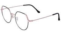 Female Oversized Spectacle Frames. Transparent ARC Lens. Rose Gold & Black Color Metal Frame.