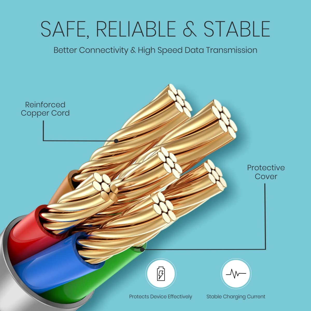 Portronics Konnect L Fast Charging 3A 8 Pin USB Cable with Charge & Sync Function Portronics Konnect L Fast Charging 3A 8 Pin USB Cable with Charge & Sync Function